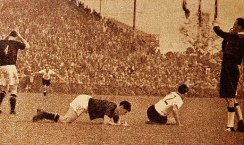 Эпизод финала ФРГ - Венгрия (журнал «Estadio», 1954)